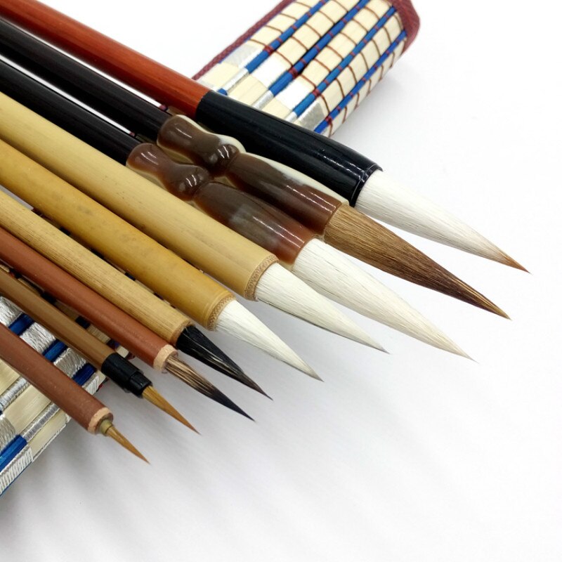 Ancllo 3-delige set verschillende Chinese kalligrafie borstels, Japanse Sumi-e teken- en schilderborstels