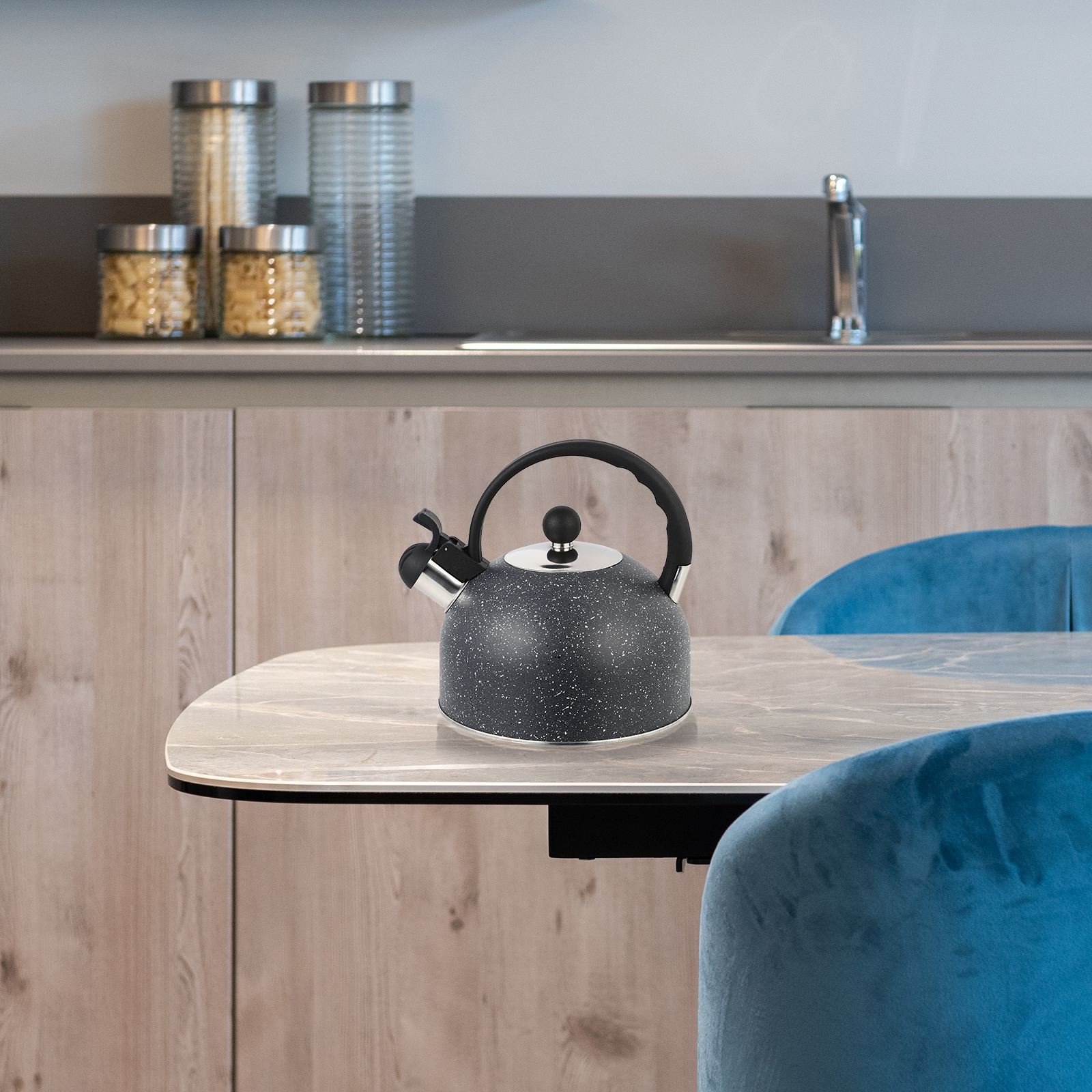 2.5L Stainless Steel Kettle Boiling Whistle Kettle Whistling Kettle Practical Teakettle Kitchen Gadget With Anti-Scalding Handle