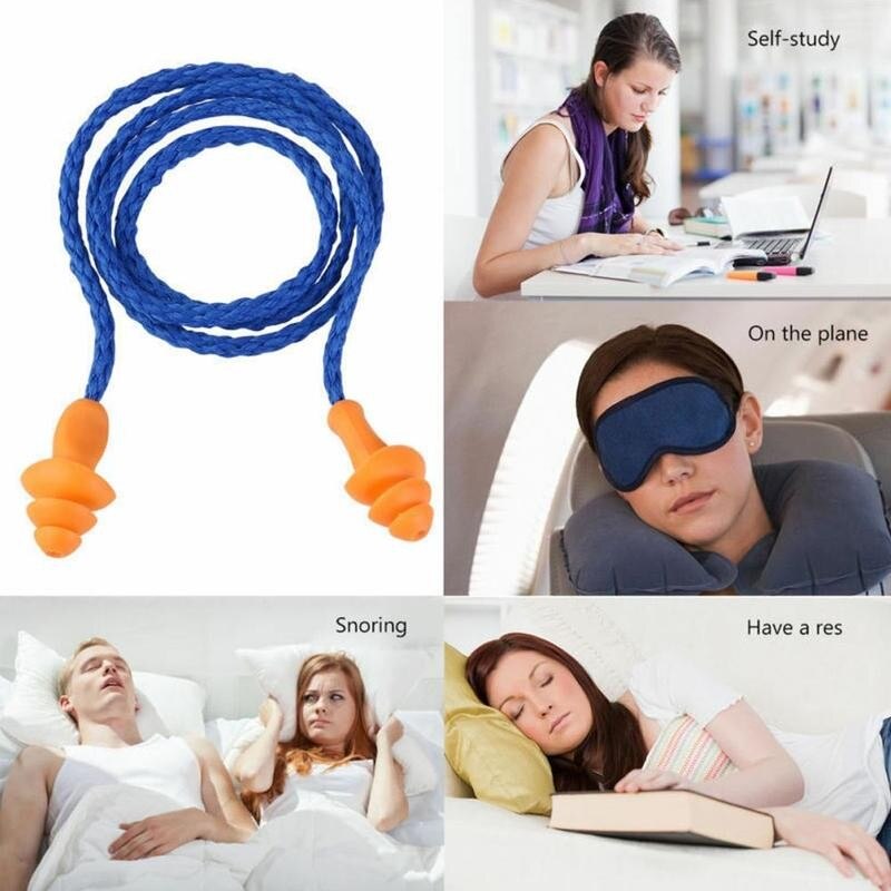 1pc/10pcs Earplugs Reusable Hearing Noise Protection Earplugs Sports For Swimming Plugs Ear Water Silicone Soft Corded B5V1