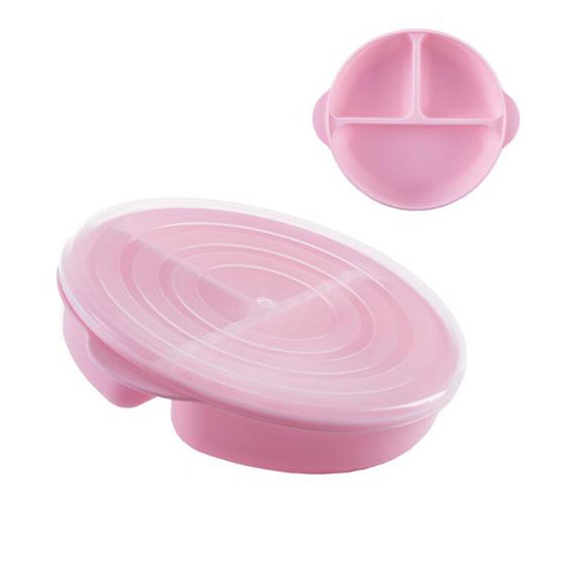 1 PC Safety Plate Children's Cartoon Dinner Plate Dishes Fruit Round Split 3 Grid Baby Plate