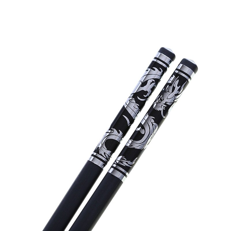 Zollor 1 Pair High Household Alloy Black Chopstick Hotel Restaurant Non-slip Tableware Reusable Food Sticks For Sushi: T5