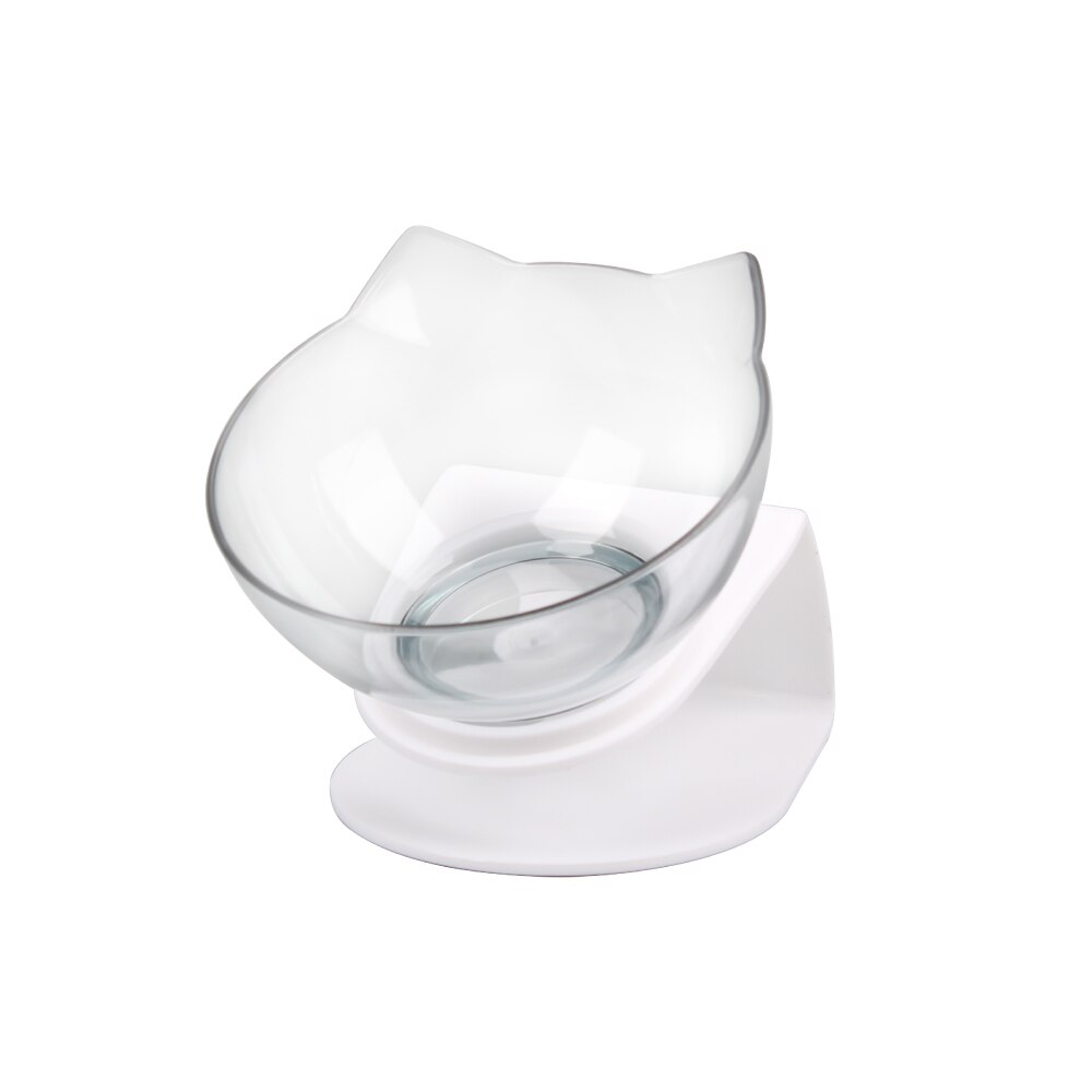 Cat Double Bowl Kitten Bowl Dog Bowl Transparent Material Non-slip Food Bowl With Protection Cervical Transparent Cat Supplies: Single-Transparent
