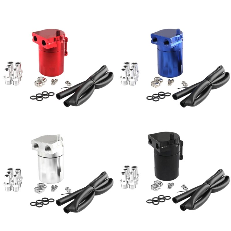 Universal Oil Catch Can Kit Reservoir Tank Engine Black Polish Baffled Aluminum