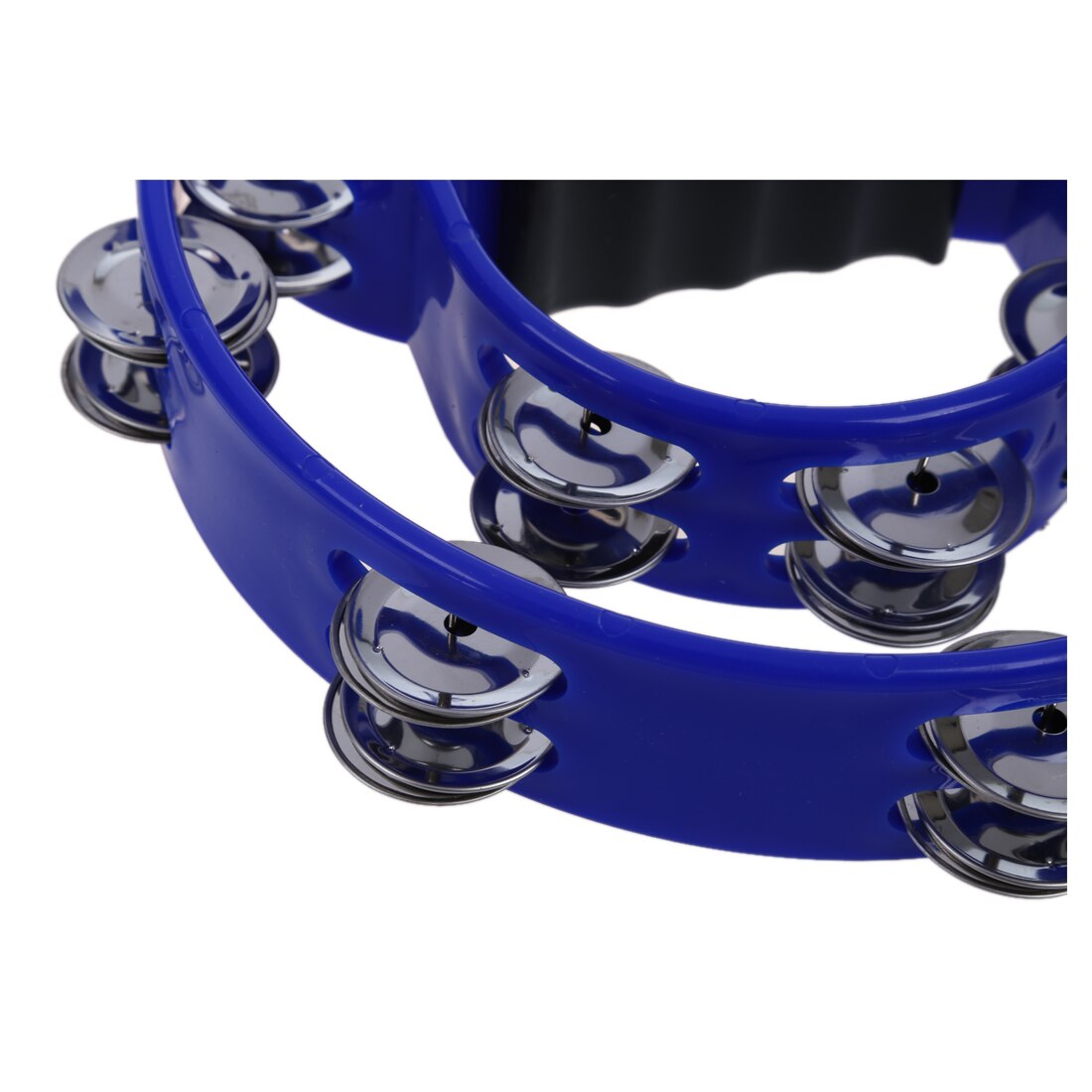 BMDT Singer Tambourine Percussion Drum Grip Handle-32 Jingles Half Moon - Blue