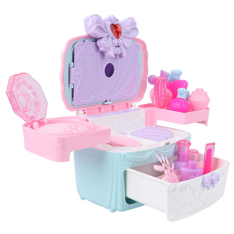 1 Set Simulation Cosmetic Box Makeup Box Toy Girl'S Handheld Suitcase Plaything Pretend Play Beauty & Toys With Music