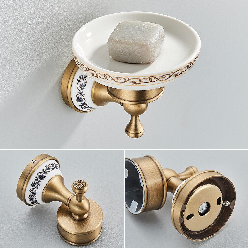 Badezimmerzubehör, antikes Durcheinander, luxuriöser Papierhalter, Toilettenbürstenständer, Warenkorb, Regal, Seifenschale, Handtuchring und Haartrockner