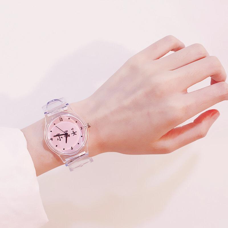 Simple Transparent Watch Children's Casual Round Dial Watch Cartoon Style Silicone Transparent Strap Girls Watch: 05