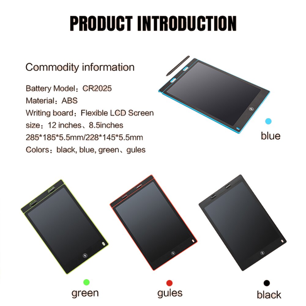 12 inch Portable Smart LCD Writing Tablet Electronic Notepad Drawing Graphics Handwriting Pad Board ultra-thin Board