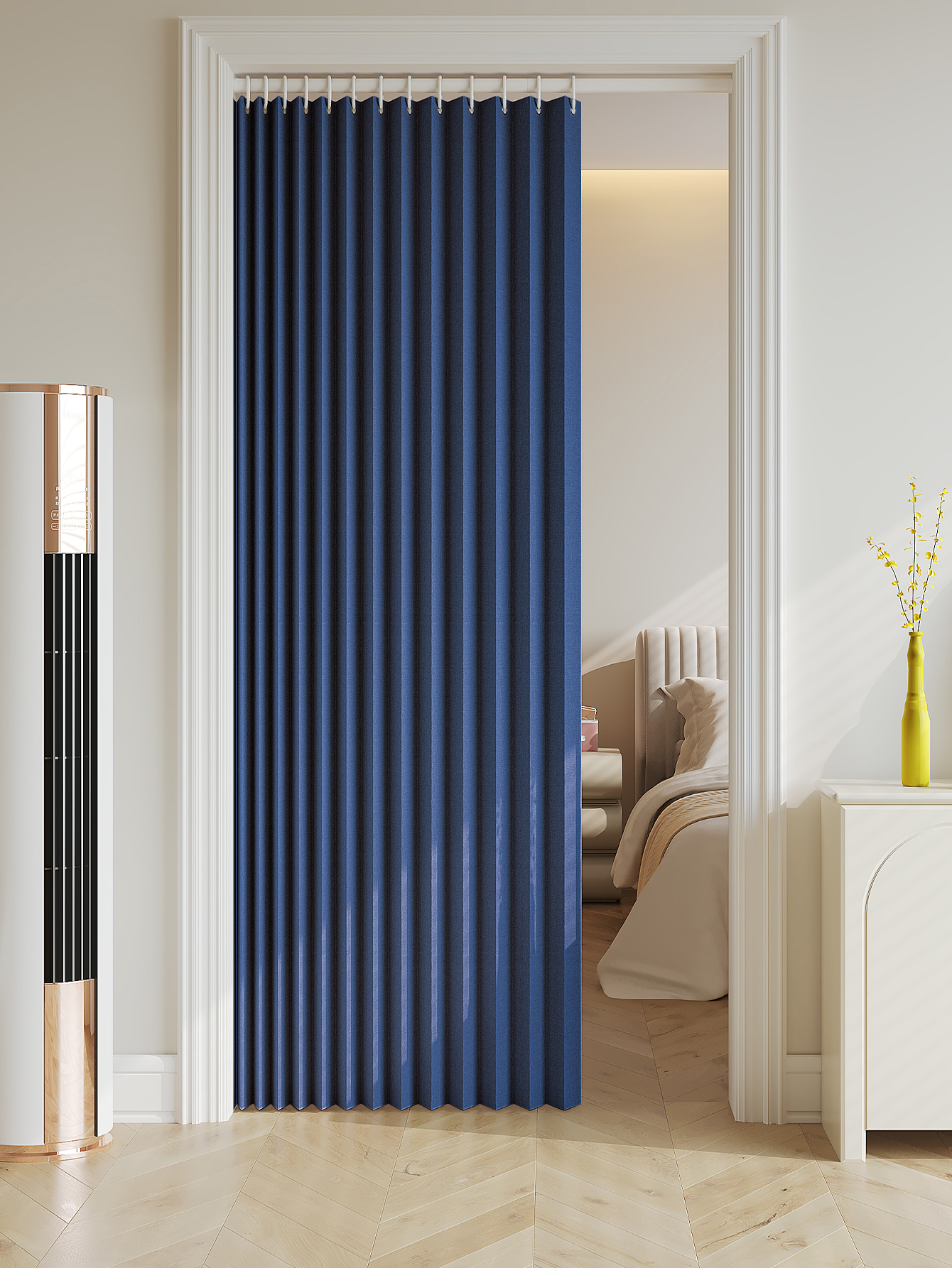 1PC folding curtain series door curtains are suitable for door partitions, wardrobes, shoe cabinets, etc: 7*2.6 / Blue