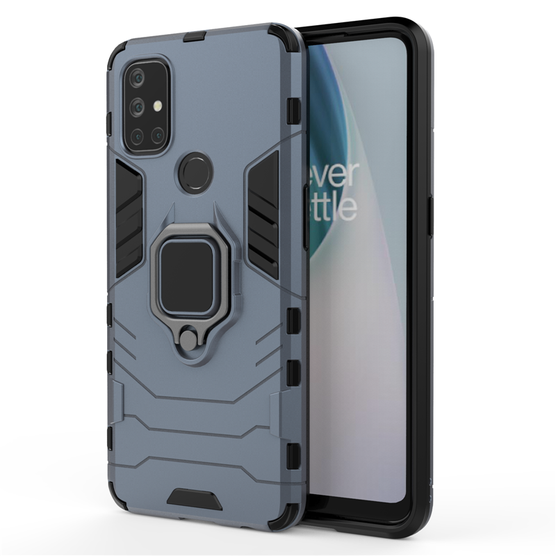 HATOLY Deksel til OnePlus Nord N10 5G - TPU Silikon Armor med Magnetisk ringe: Bomull / Blå