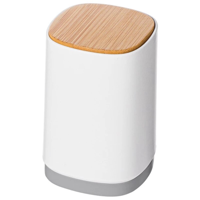 Automatic Pressed Cotton Bud Swabs Toothpick Holder Dispenser Case Holder Storage Organizer Box Home Decoration: Light Yellow