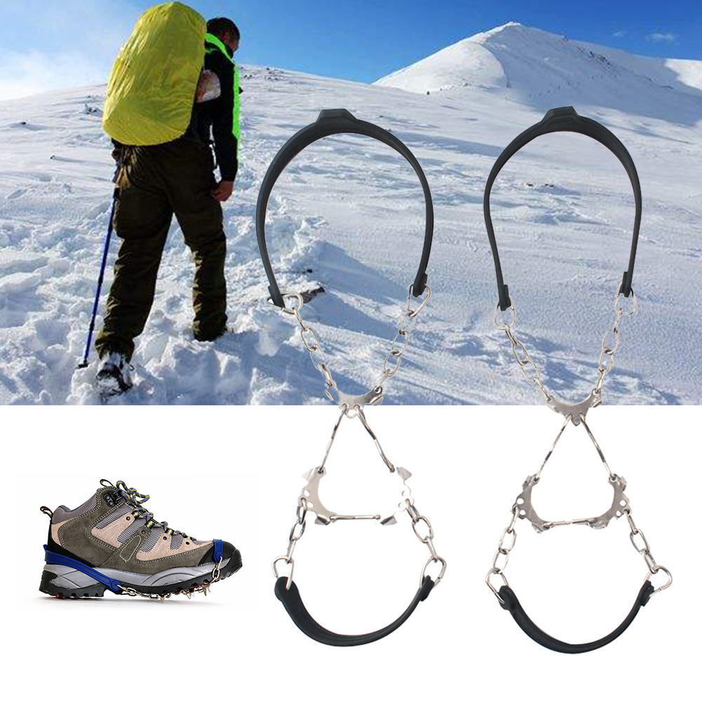 1 par sko pigger vinterkjede utendørs fottur stegjern klatreklosser antiskli silikon isgriper sport 6 tenner snø