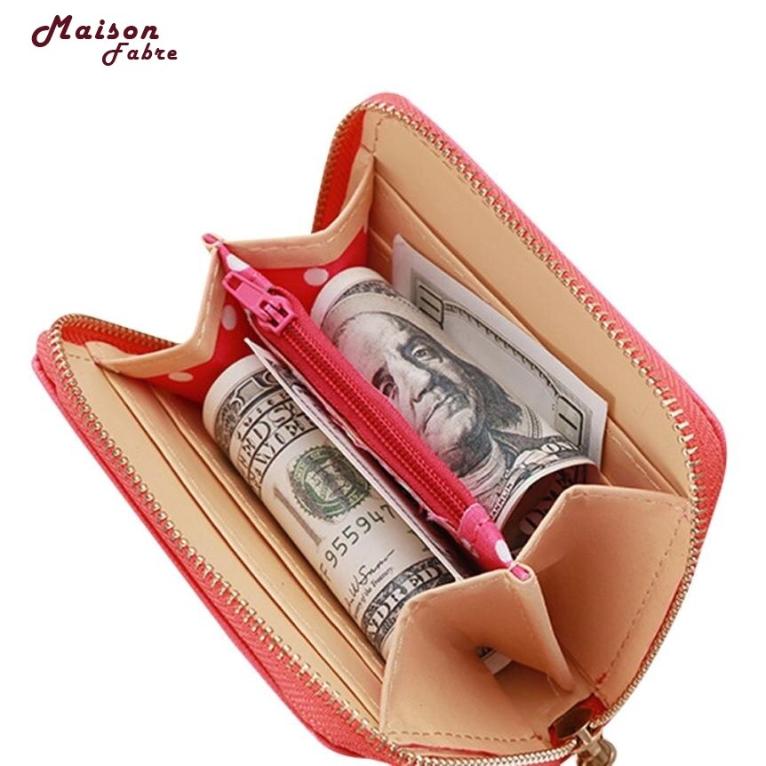 Maison Fabre Leather Wallet Women Small Card Holder Zip Coin Purse Clutch Leather Handbag Women