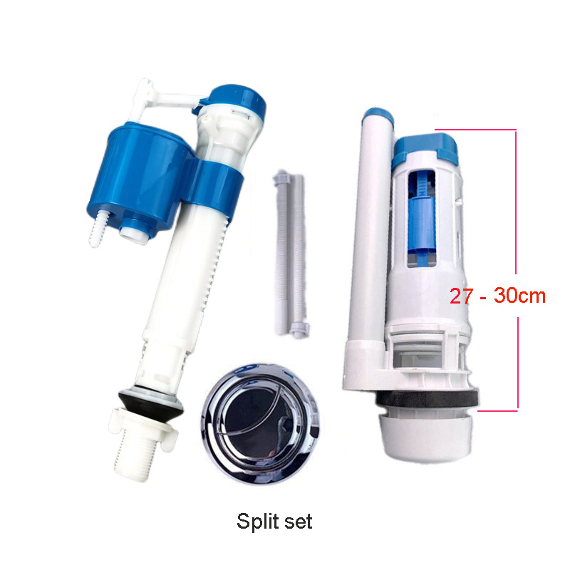 Toalett vattentank kopplingar 1/2 "inlopp toalettverktyg flottör justerbar spolvattenbesparande tryckknapp toalettintag spolventil kit: Choklad