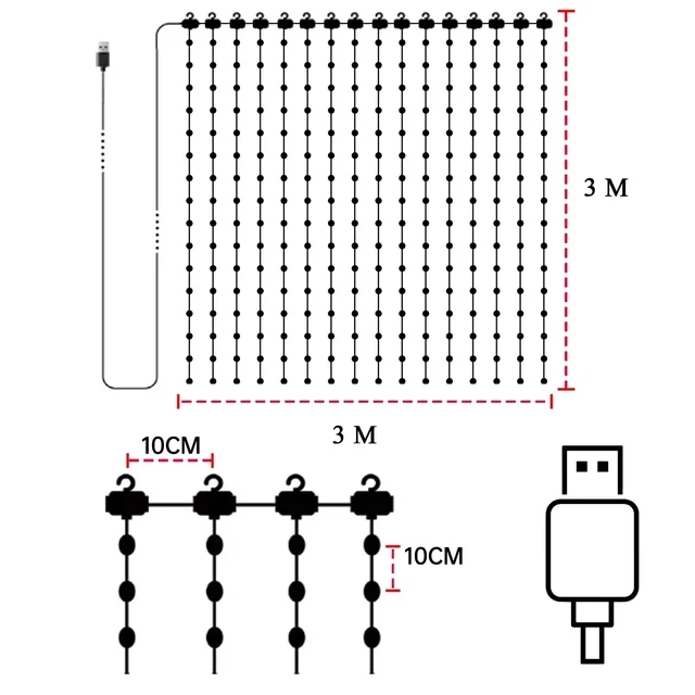 Intelligente Vorhanglichter, 400-LED-USB-Vorhang-Lichterkette mit App-Fernbedienung, Musiksynchronisierung, Weihnachtsvorhang-Lichterkette Ich bin Freien: Grün