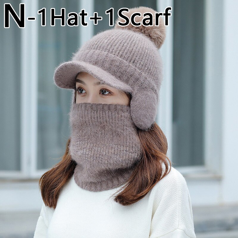 Bonnet Skullies tricoté pour femme, bonnet épais et , couvre-chef de unisexe, ensemble d'équitation en plein air, hiver: N