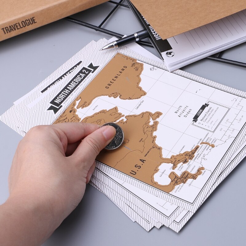 Journal Diary Notebooks Scratch Map Popular Travel City 8 World Maps Travelogue