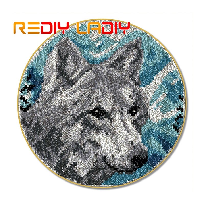 Klink Haak Tapijt Voetbal Icoon Haken Tapijt Tapijt Acryl Garen Pre-Gedrukt Canvas Kussen Mat Gehaakte Tapestry Latched Haak kit: ZD401