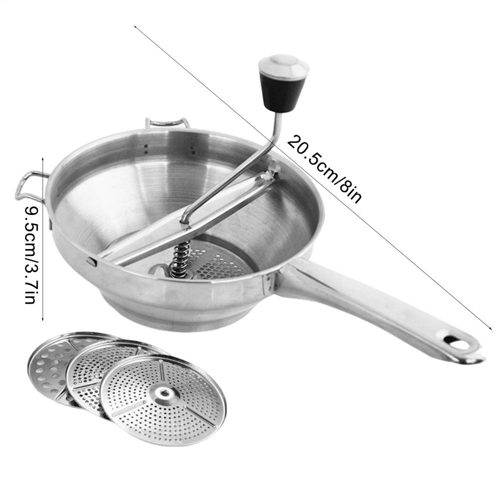 Stainless Steel Food Rotary Mill Hand Crank Potato Ricer Tomato Sauce Maker Machine With 3 Grinding Discs Jam Strainer Accessori: Default Title