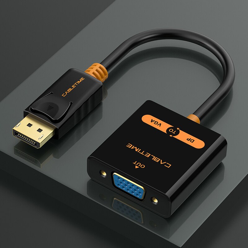 Kabeltid skjermport til vga adapter displayport vga hann hun dp til vga kabel omformer for kamera bærbar macbook pc  n008