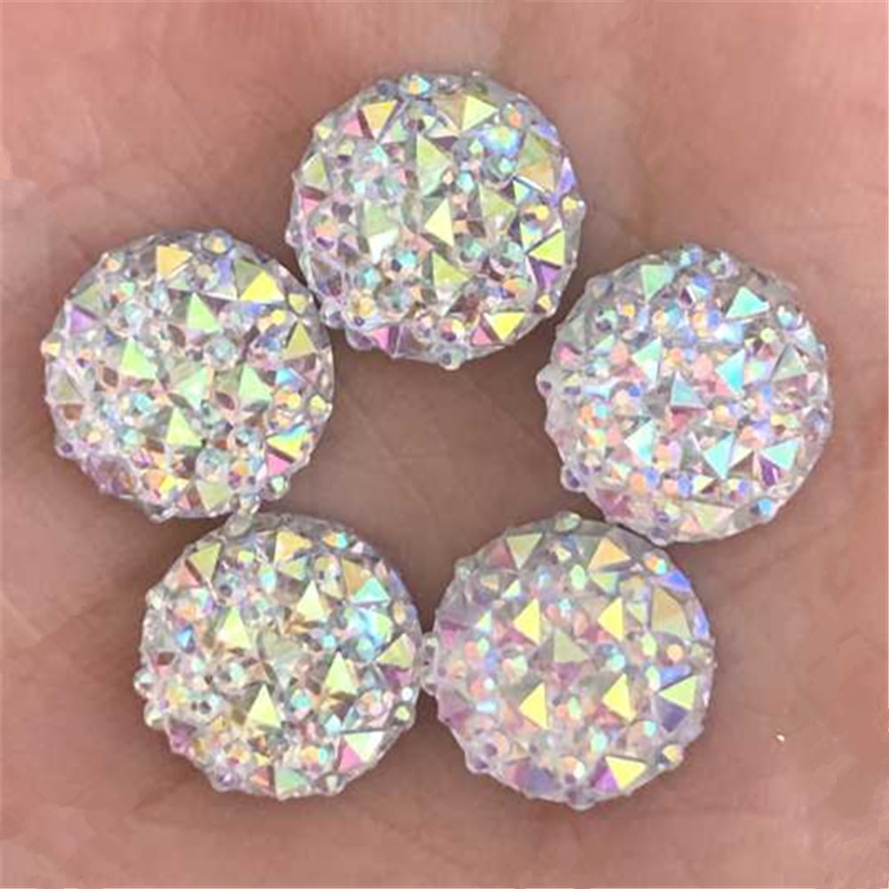 40Pcs Ab Resin 12Mm Ronde Resin Plaksteen Rhinestone Plakboek Ambachten