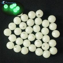Rompin 100 stk/parti lysende perler fiskeplads bønner runde flydebolde prop lyskugler havfiskegrej lokketilbehør