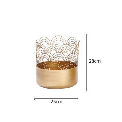 Iron Golden Flower Pot Multi-Living Room Balcony Pot Epipremnum Aureum Small Number Personality Flower Pot of Bowl Lotu: Golden medium