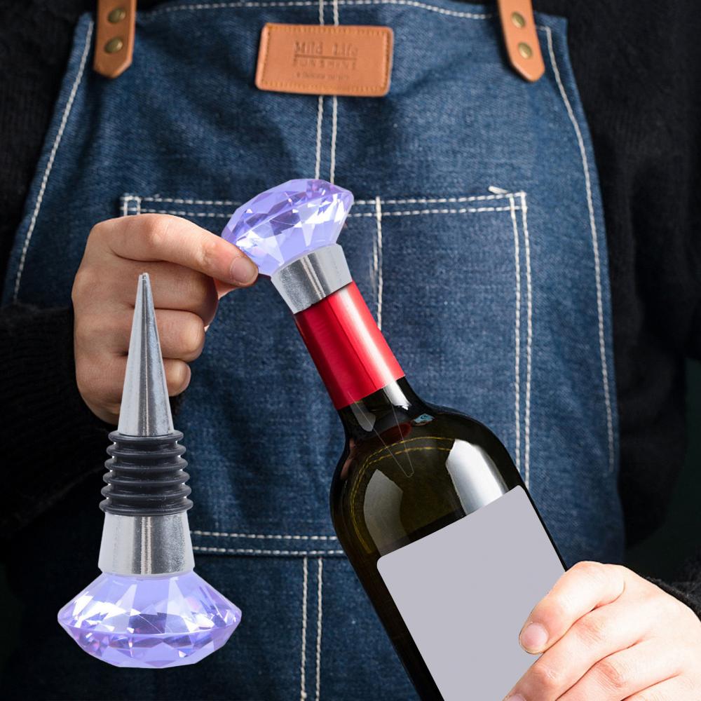80%HOTCrystal Metal Silicone Leakproof Reusable Wine Stopper Bottle Sealer Cork Plug