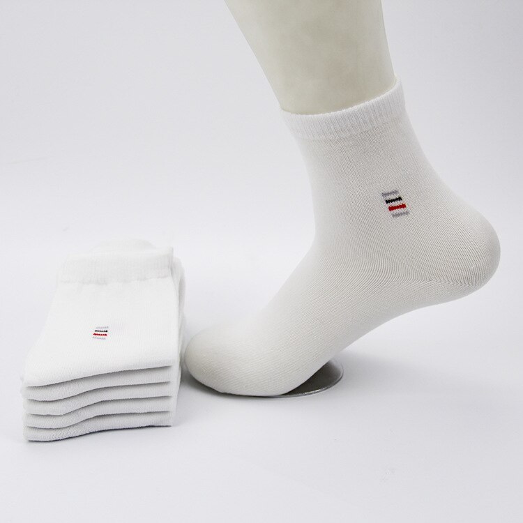 Chaussettes Décontractées pour Hommes, Classiques, d'Affaires, , Respirantes, en Coton, 5 paires = 10 Pièces: C white