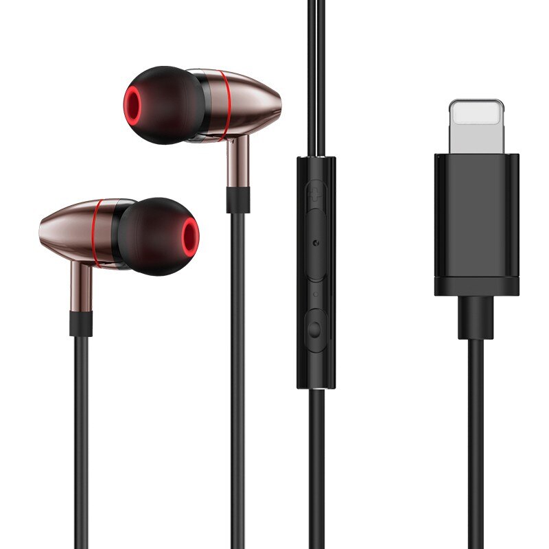 Lightning-koptelefoons, oordopjes voor iphone 11 pro max, voor iphone x, xs max xr, voor iphone 8 plus en voor andere smartphones: Bruin