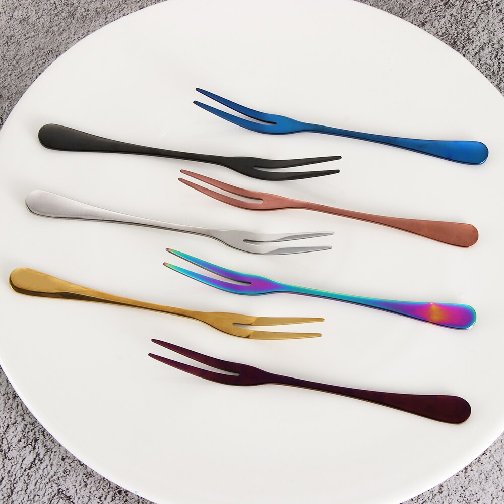 1 Tenedor de dos dientes, raspador de fruta postre, tenedor de ensalada, vajilla de cocina para el hogar, cubiertos, suministro de cocina