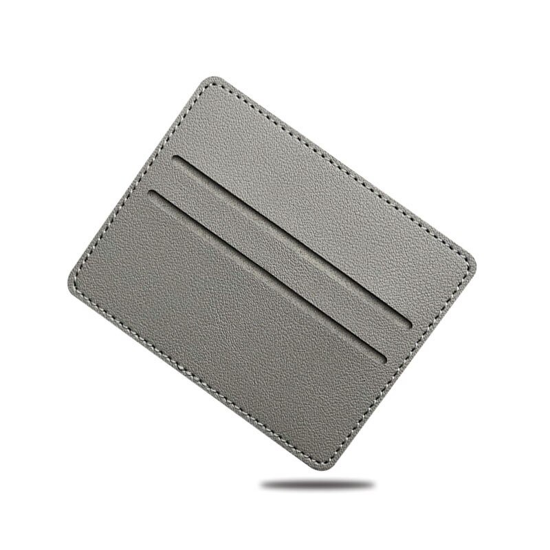 Ultradunne Pu Lederen Mini Portemonnee Slanke Bank Credit Kaarthouder Mannen Business Kleine Id Case Voor Vrouwen portemonnee 2 Slots Kaarthouder: grey