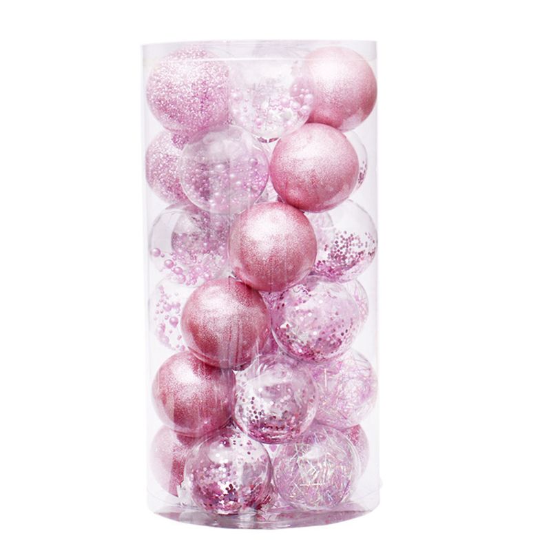 6cm/30 Pcs Christmas Balls Clear Plastic Ornaments Party Xmas Tree Hanging Decor