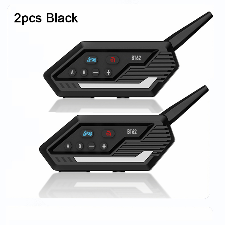 BT62 motocicleta Bluetooth casco auriculares intercomunicador 800M para moto 2 conductores 500mAh interfono inalámbrico impermeable: Negro