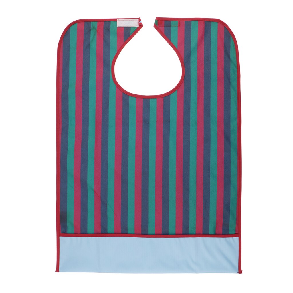 Bavoirs adultes pour manger, tablier de protection de vêtements à rayures imperméables avec ramasse-miettes pour les personnes âgées: Rouge