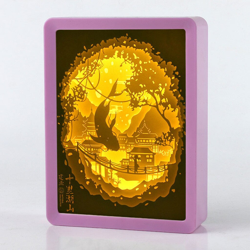 Light Shadow Paper Carved Lights Diy Remote Control Small Night Lighting 3D Paper carving lamp