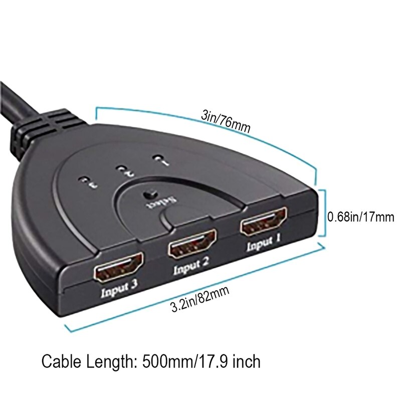 Brand 3 Port HDMI Splitter 1080P HD TV Adapter Cable 3 IN 1 Out