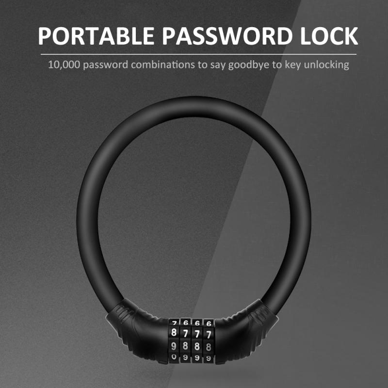 Fietsslot 4 Cijferige Code Combinatie Fiets Lock Anti-Diefstal Anti-Verloren Fiets Sluizen Legering Beveiliging Ring lock