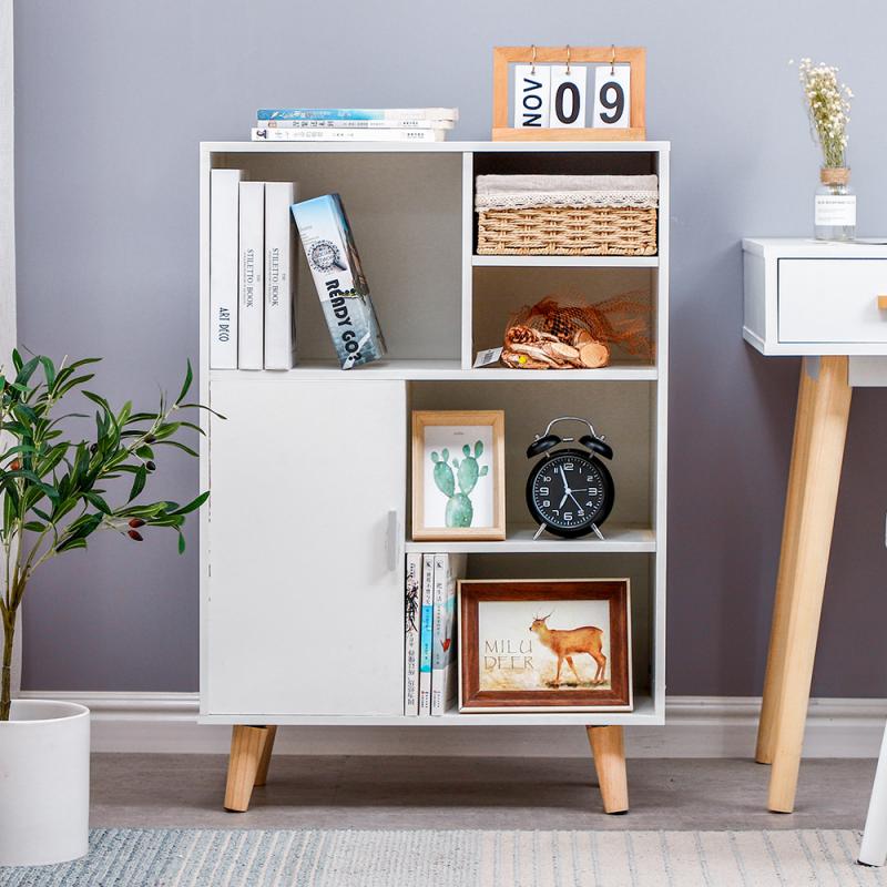 White Cabinet Floor Mounted Wall Cabinet Waterproof Toilet Side Cabinet Home Storage Cabinet Bathroom Organizer Shelf HWC