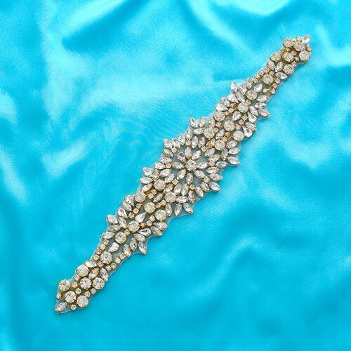 Strass Appliques cintura da sposa con perle fai-da-te cintura da sposa in cristallo dorato per accessori da sposa F140: oro