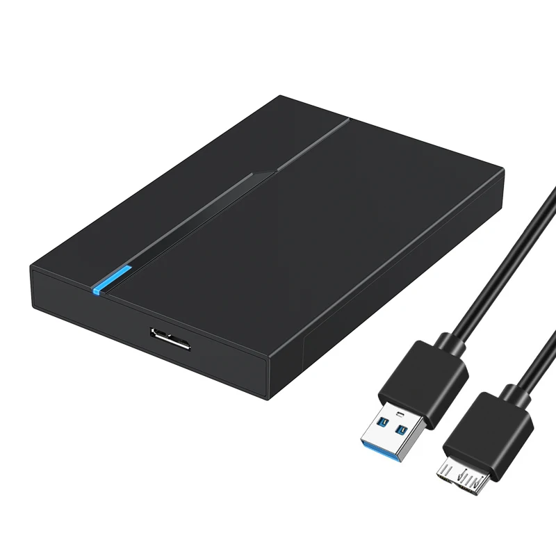 Boîtier de disque dur externe pour ordinateur portable, USB 3.0, 2.5 pouces, support 6Gbps, mobile, SSD, SATA: Noir
