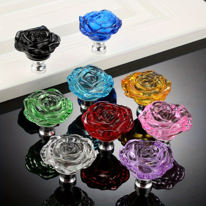 1pc 50mm krystallrose glass klare knotter til møbler, kjøkken, skuffer, skap, kommode, skaphåndtak, møbelbeslag