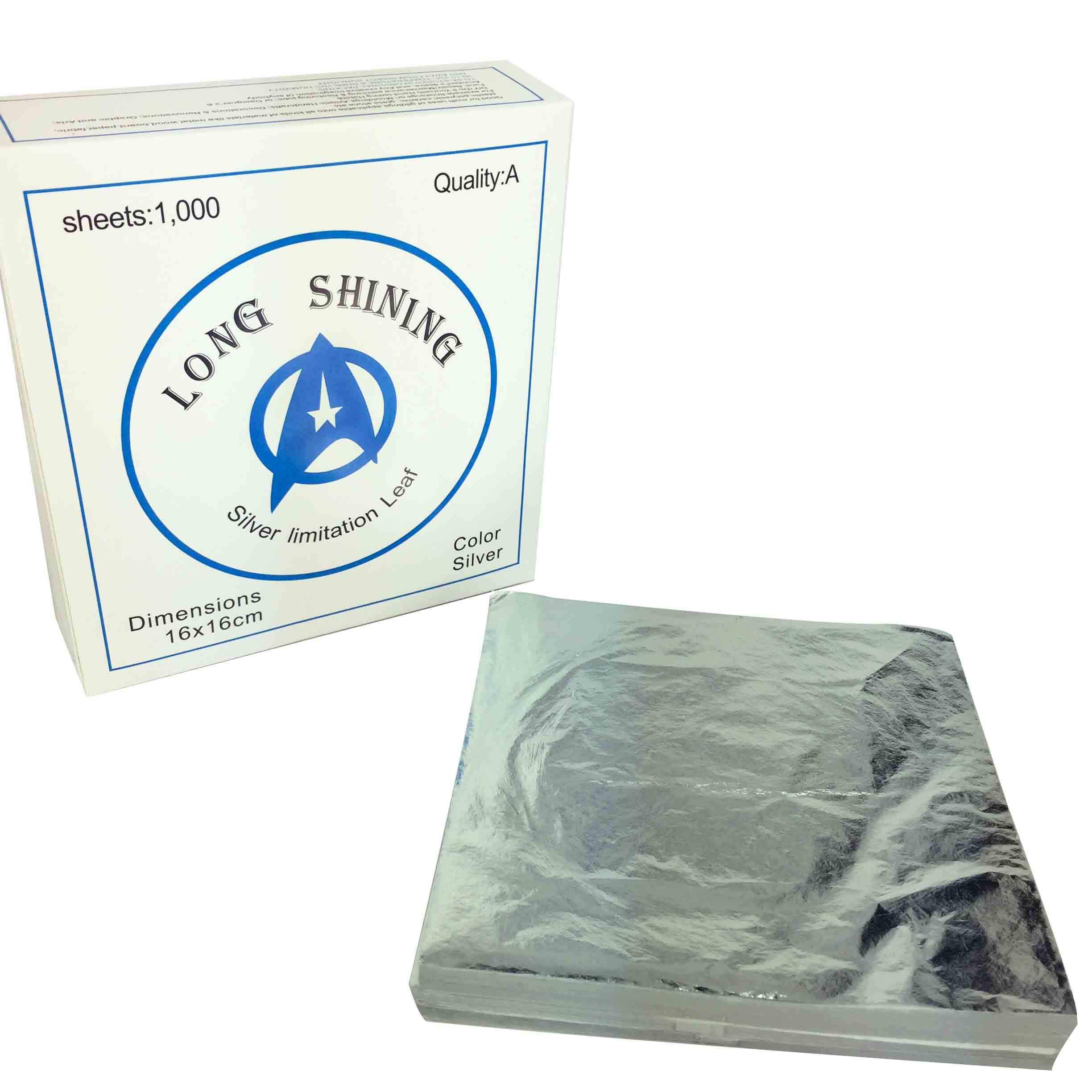 Imitatie Zilveren Blad Vergulden Aluminiumfolie Vellen-1000 Vellen Art Craft Papier Zilver Folie Bladeren Voor Vergulden: 16x16cm