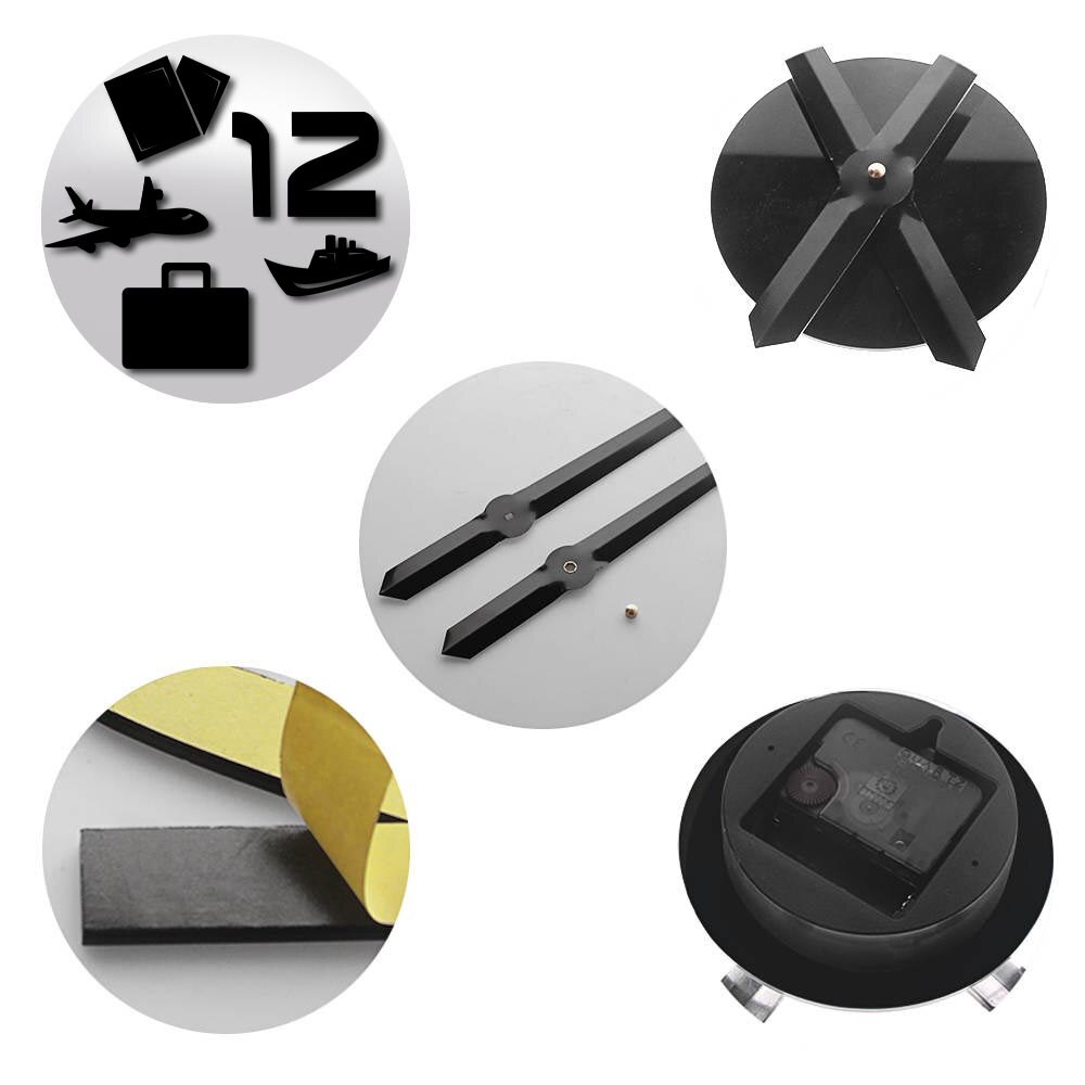 Travel Transport Vehicles DIY Wall Clock With Long Hands Mirror Effect Stickers Self Adhesive Clock Watch For Outing Home Decor