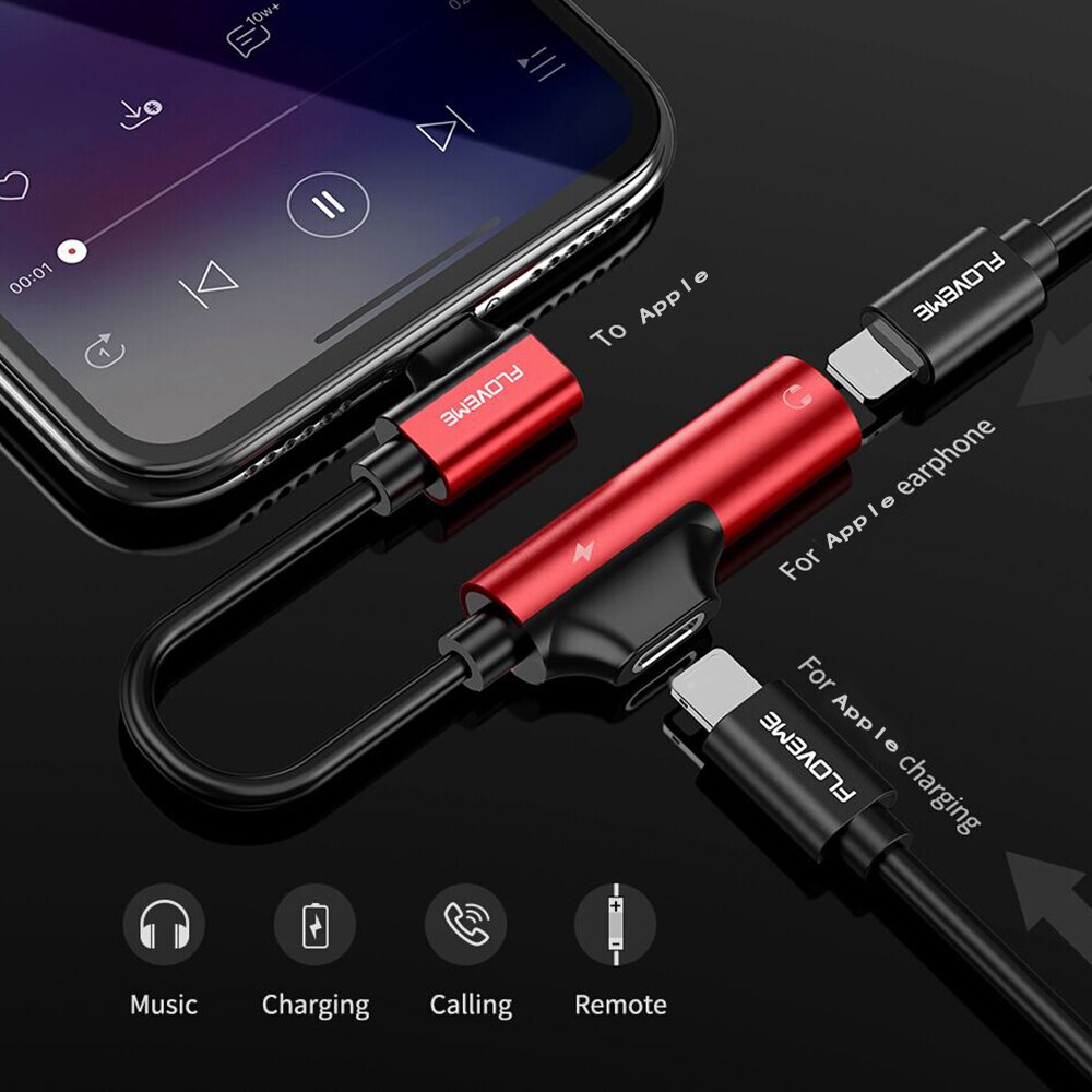 Floveme 2 In 1 Voor Iphone Xr Kabel Audio Adapter Jack Opladen Converter Voor Iphone 7 8X11 Kabel splitter Hoofdtelefoon Usb Adapte