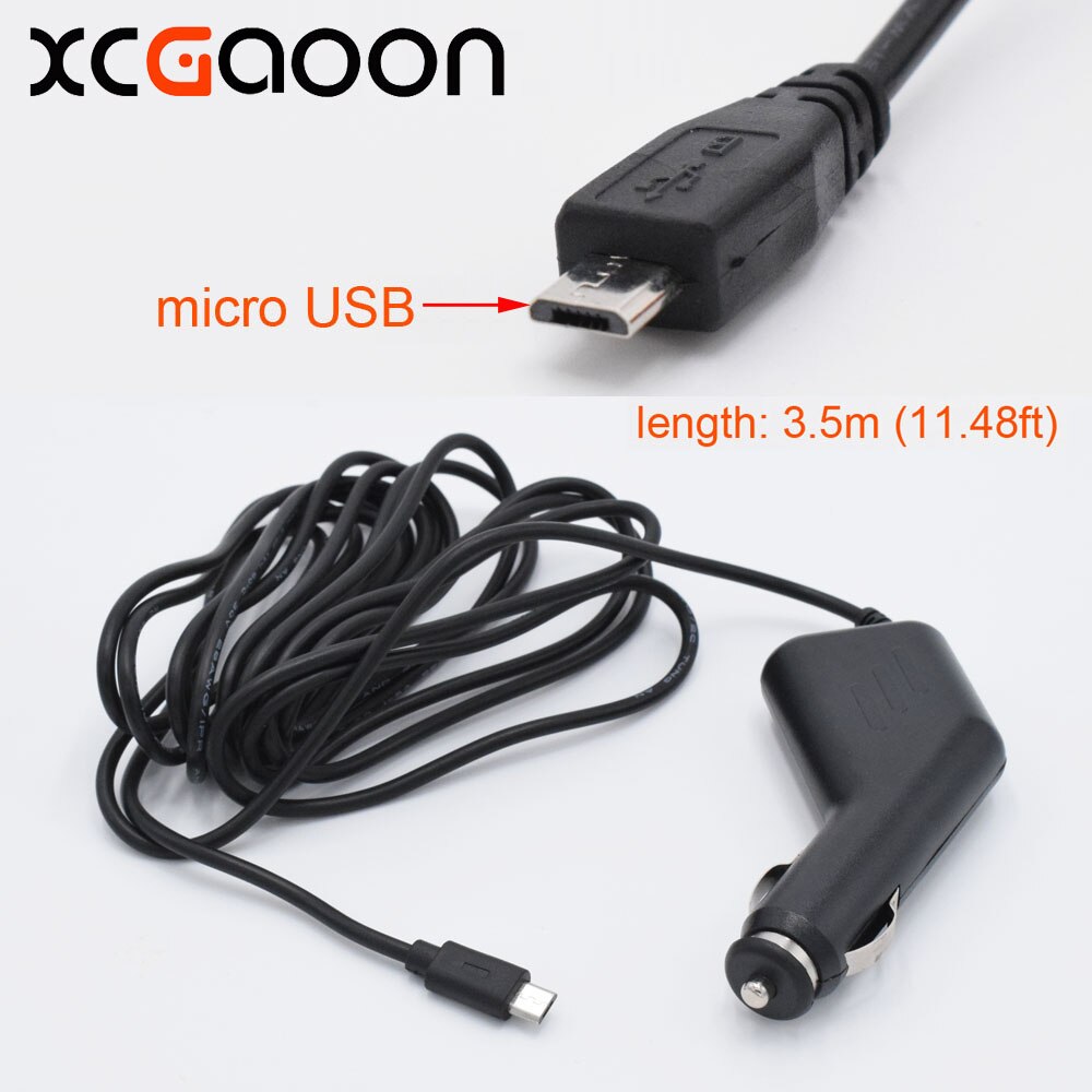 XCGaoon 10 stuk Micro USB Autolader voor Auto DVR Camera &amp; Smartphone mobiele, input 12 V-24 V Output 5 V 1.5A Kabel Lengte 3.5 m