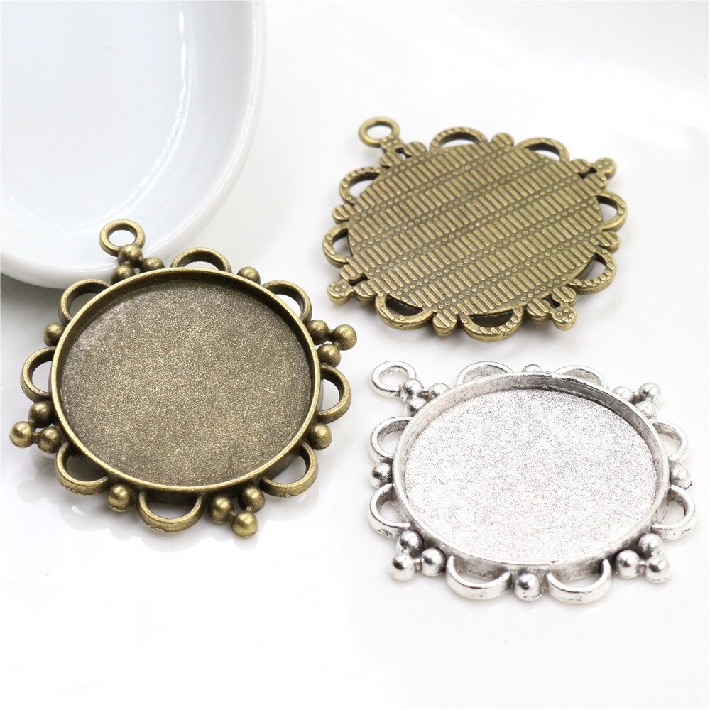 5 pçs 30mm tamanho interno antigo bronze e prata chapeado clássico estilo cabochão base de ajuste encantos pingente