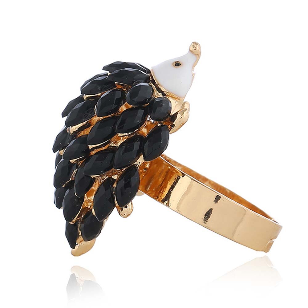 Leuke Zwart Wit Egel Ringen Voor Vrouwen Punk Acryl Verstelbare Dier Vinger Ring Mode-sieraden