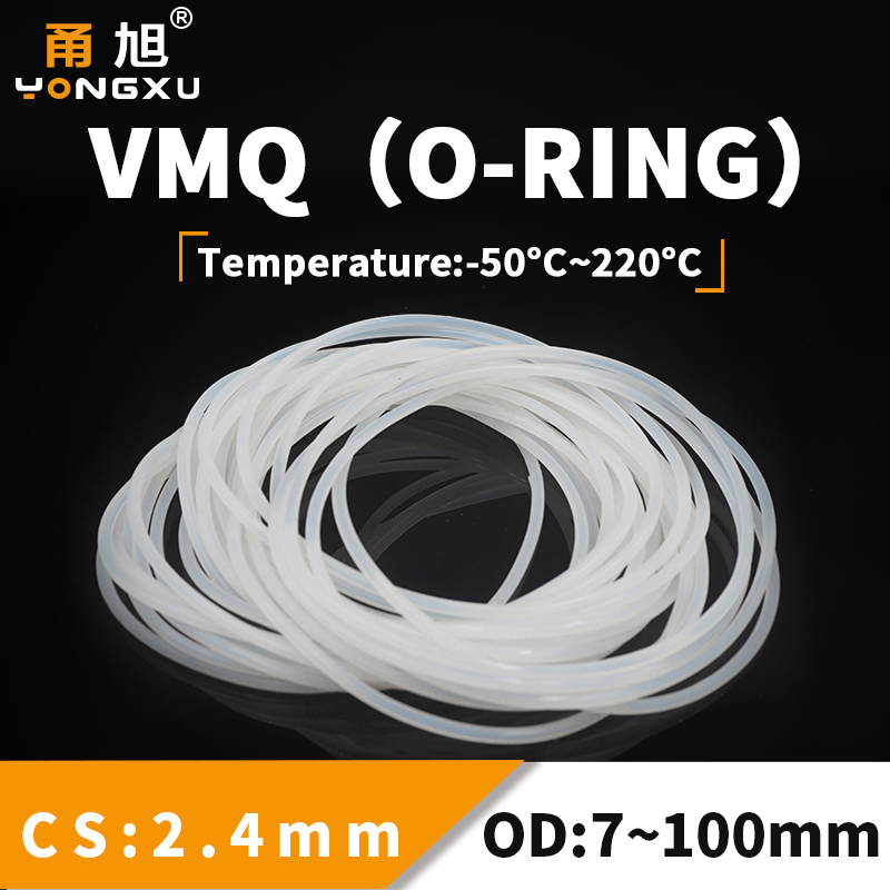 VMQ O squillare Guarnizione di tenuta Spessore CS2.4mm OD7-100mm Anello in gomma siliconica Isolamento Rondella impermeabile Nontoxi Assortimento bianco
