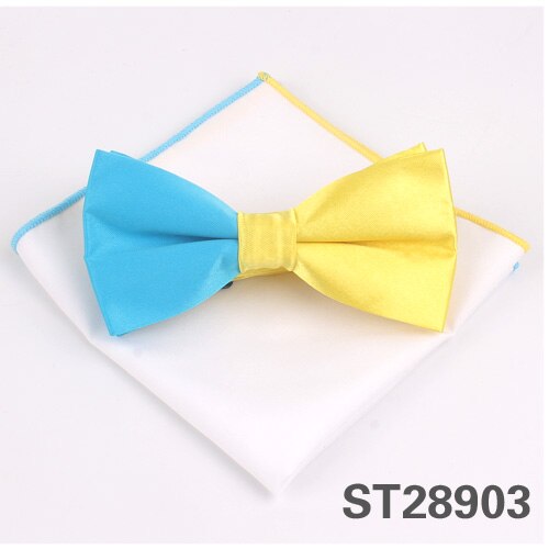 Solid Bowtie and Pocket Square Set Patchwork Bow Tie Suits Hanky Sets For Men Adult Ties Handkerchiefs Towels Scarves: ST28903